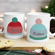 Personalised Woolly Hats Mug Set Delivery to UK